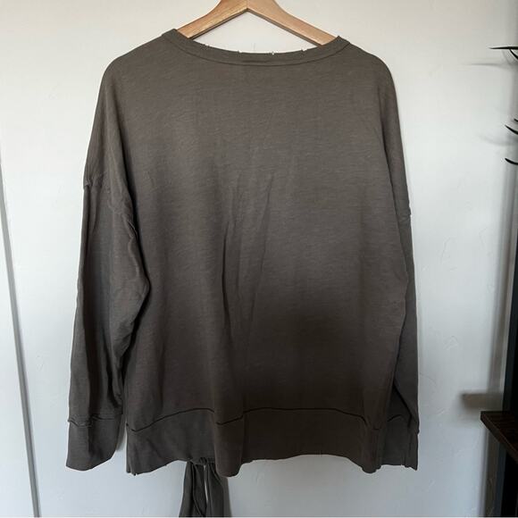 ABOUND Olive/Khaki Green Heathered TIE HIP Cotton Distressed SWEATSHIRT size L - Picture 10 of 16